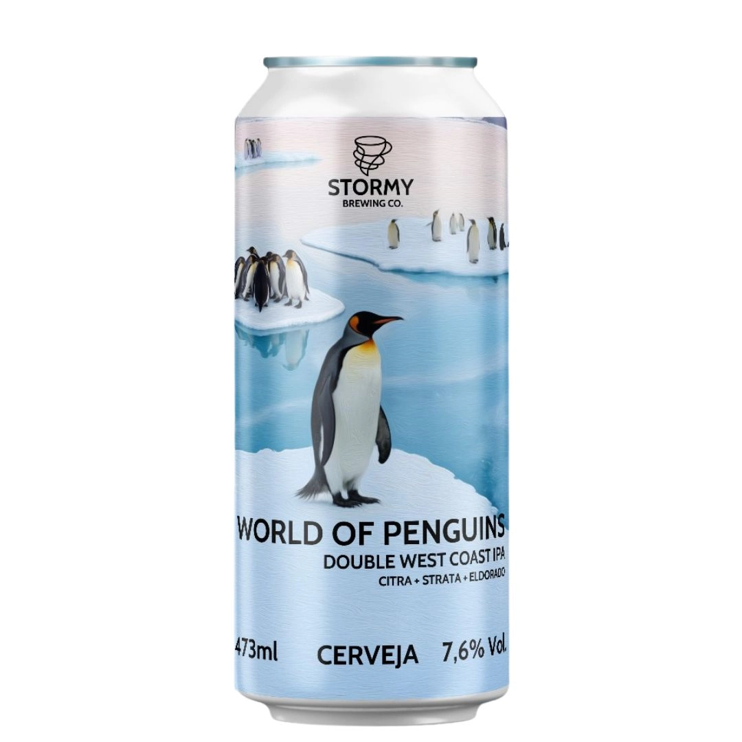 CERVEJA STORMY WORLD OF PENGUINS DOUBLE WEST COAST IPA 473ML